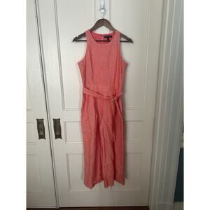 Banana Republic Linen Blend Wide Leg Cropped Jumpsuit Womens SIze 2 Orange